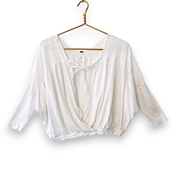 Free People Tops - Free People White Linen Boho Wrap Top